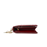 thumbnail Mini Lady Dior In Cherry Red Patent Cannage Calfskin Gardenia Wallet GHW - L'UXE LINK