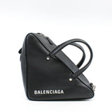 thumbnail Small Triangle Duffel In Black Calfskin Leather Handbag PHW - L'UXE LINK