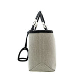 thumbnail steeple 25 bag in black leather & grey fabric b stamp