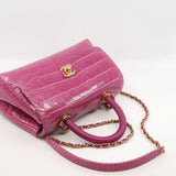thumbnail Small Coco Handle In Hot Pink Alligator Handbag GHW Seri 24 - L'UXE LINK