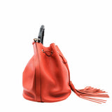 thumbnail tote bag medium with bamboo handle and strap orange - L'UXE LINK