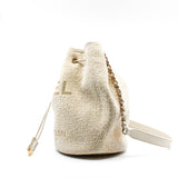thumbnail White Tweed Deauville Drawstring Backpack GHW Seri 28 - L'UXE LINK