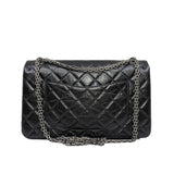 thumbnail 2.55 Reissue 227 Double Flap Bag Black Calf Ruthenium Hardware Seri #Lu3 - L'UXE LINK