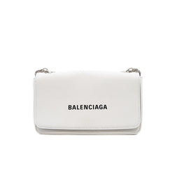 flap bag in leather white phw