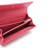 thumbnail Interlocking CC Logo In Pink Calfskin Long Flap Wallet GHW Seri 24 - L'UXE LINK