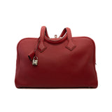 thumbnail Victoria 35 Buckle Bag Clemence Leather Red PHW Q Stamp - L'UXE LINK