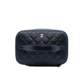 thumbnail Vanity Case In Black Caviar Leather Quilted Handbag GHW Seri 28 - L'UXE LINK