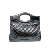 thumbnail Medium 31 Black Shiny Quilted Calfskin Shopping Bag GHW Seri 28 - L'UXE LINK