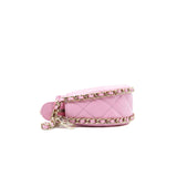 thumbnail Mini Chain Around In Pink Lambskin Leather Hobo Bag GHW - L'UXE LINK