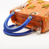 thumbnail Medium Christian Dior x Jamilla Okubo In Orange/Blue Leather Lady Dior Bag GHW With Strap - L'UXE LINK
