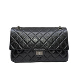 thumbnail 2.55 Reissue 227 Double Flap Bag Black Calf Ruthenium Hardware Seri #Lu3 - L'UXE LINK