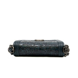 thumbnail Medium Dark Green Leboy Cordoba Paris Dallas Embossed Leather Flap Bag Ruthenium Hardware Seri 19 - L'UXE LINK