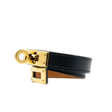 thumbnail kelly double tour leather bracelet in black swift leather ghw - L'UXE LINK