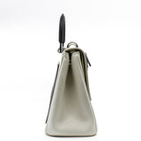 thumbnail Medium Be Dior Leather Top Handle White/Black Handbag PHW With Strap - L'UXE LINK