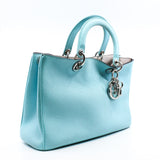 thumbnail Medium Diorissimo Mint Blue/Grey Calfskin Handbag PHW With Strap - L'UXE LINK