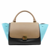 thumbnail TRAPEZE HANDLE BAG SMALL blue and nude  ghw - L'UXE LINK