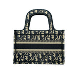 thumbnail Mini Book Tote In Blue Dior Oblique Embroidery Bag - L'UXE LINK