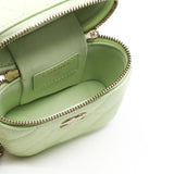 thumbnail Small Green Caviar Leather Quilted Handle With Care Vanity Case GHW With Chain Seri 31 - L'UXE LINK