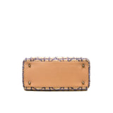 thumbnail Medium Lady Dior In Beige/Purple Tweed Cannage Handbag PHW (No Strap) - L'UXE LINK