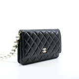 thumbnail Pearl Wallet On Chain In Black Calfskin Leather Crossbody Bag Seri 30 - L'UXE LINK