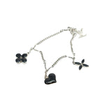 thumbnail Silver/Black Monogram Sweet Charm Bracelet - L'UXE LINK