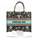 thumbnail Large Dior Book Tote In Embroidered Blue/Black Flowers Print Canvas Bag - L'UXE LINK