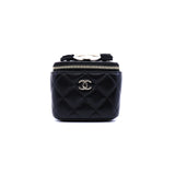 thumbnail Mini Vanity In Black Lambskin Camellia Classic Chain Shoulder Bag GHW Seri 31 - L'UXE LINK