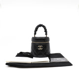 thumbnail Mini Black CC Ruched Top Handle Vanity Case In Shiny Lambskin GHW Seri 32 - L'UXE LINK