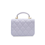 thumbnail mini chain clutch with top handle in lambskin purple ghw seri 31