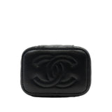 thumbnail Mini Black Lambskin Top Handle Vanity Handbag With Chain LGHW - L'UXE LINK
