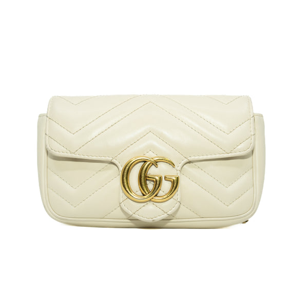 GG Marmont White Leather Mini Bag GHW