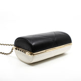 thumbnail Black And White Leather Quilted Minaudiere Shoulder Bag GHW Seri 30 - L'UXE LINK