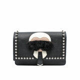 thumbnail Karlito Wallet On Chain Bag Leather With Fur Black PHW - L'UXE LINK