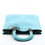 thumbnail Medium Diorissimo Mint Blue/Grey Calfskin Handbag PHW With Strap - L'UXE LINK