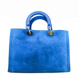 thumbnail Medium Diorissimo In Blue Suede Leather Handbag Blue/PHW With Strap - L'UXE LINK