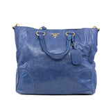 thumbnail tote with top handle and strap in leather purple ghw - L'UXE LINK