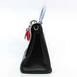thumbnail Be Dior In Tri-Color Black/Light Blue/Red Leather Flap Bag PHW With Strap - L'UXE LINK