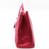 thumbnail Large Ostrich Diorissimo In Fuchsia/Brown Handbag PHW With Strap - L'UXE LINK