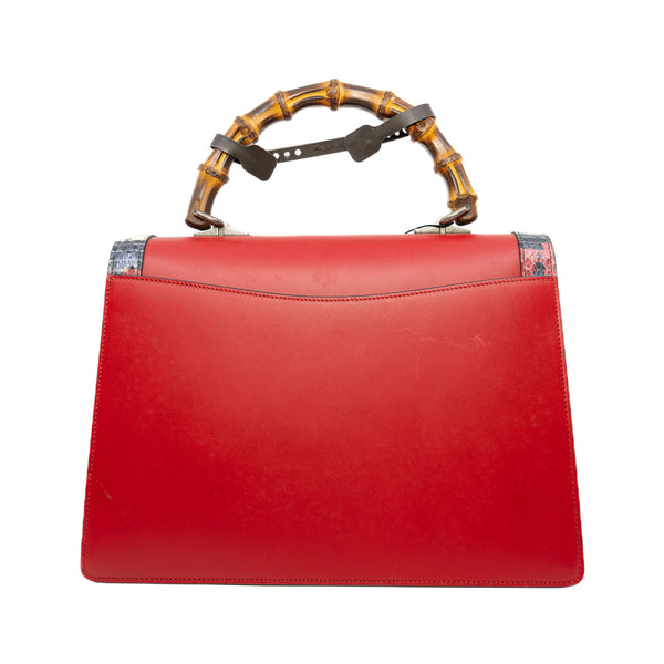 Dionysus Bamboo handle limited badge tote in snake/leather red ghw