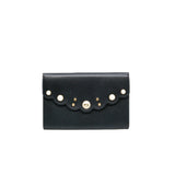 thumbnail Mini Peony Pearly Black Leather Wallet Clutch Bag GHW - L'UXE LINK