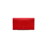 thumbnail Bearn Soufflet Long Mysore Leather Rouge Garance Wallet GHW R Stamp - L'UXE LINK