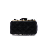 thumbnail Mini Square Black Pearl And Chains Lambskin Quilted Flap Bag GHW Seri 30 - L'UXE LINK