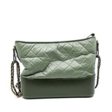 thumbnail Medium Gabrielle In Two Tone Green Quilted Aged Calfskin Leather Hobo Bag Seri 25 - L'UXE LINK