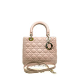 thumbnail Medium Lady Dior Lambskin Pink Purple Bag PHW With Strap - L'UXE LINK