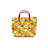thumbnail small tote in pink mushroom and green flowers GHW