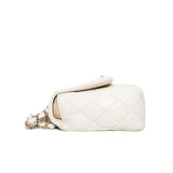 thumbnail 25.5cm Long Flap Bag With Enamel Buckle In White Calfskin LGHW Seri28XXXXX - L'UXE LINK