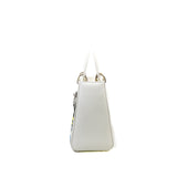 thumbnail Medium Lady Dior In White Patch Embellished Leather Handbag PHW (No Strap)