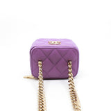 thumbnail Mini Vanity Case In Purple Lambskin Leather With Coco Chain Bag GHW Seri 32 - L'UXE LINK