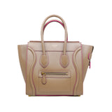 thumbnail Micro Luggage Drummed Calfskin Dark Beige/Pink Handbag GHW - L'UXE LINK
