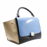 thumbnail TRAPEZE HANDLE BAG SMALL BLUE PATENT PHW - L'UXE LINK